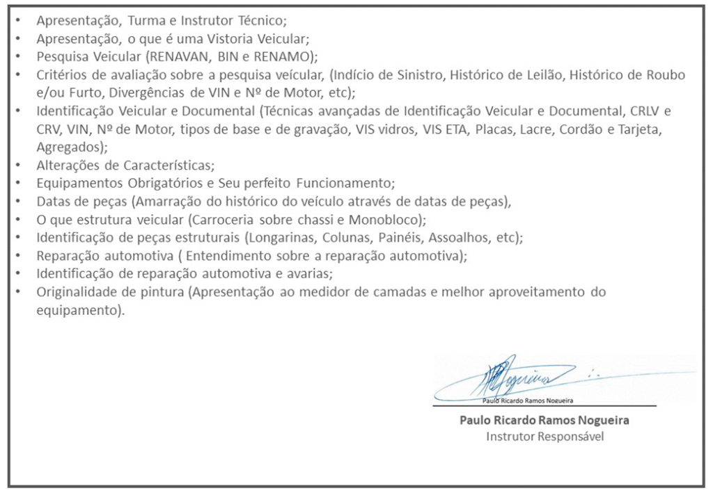 CERTIFICADO IDENTIFICAÇÃO VEICULAR, DOCUMENTAL E VISTORIA CAUTELAR